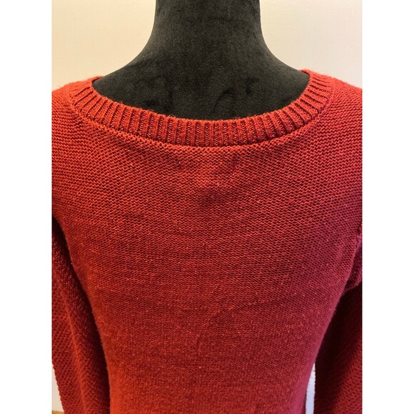 Croft & Barrow Solid Color Burgundy Sweater Fair Isle Style Neckline Sz Medium - Picture 5 of 10
